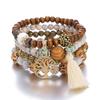Boho Multi-layer Wood Beaded Bracelet Stretch Bracelet Handkerchief Decoration European and American Jewelry