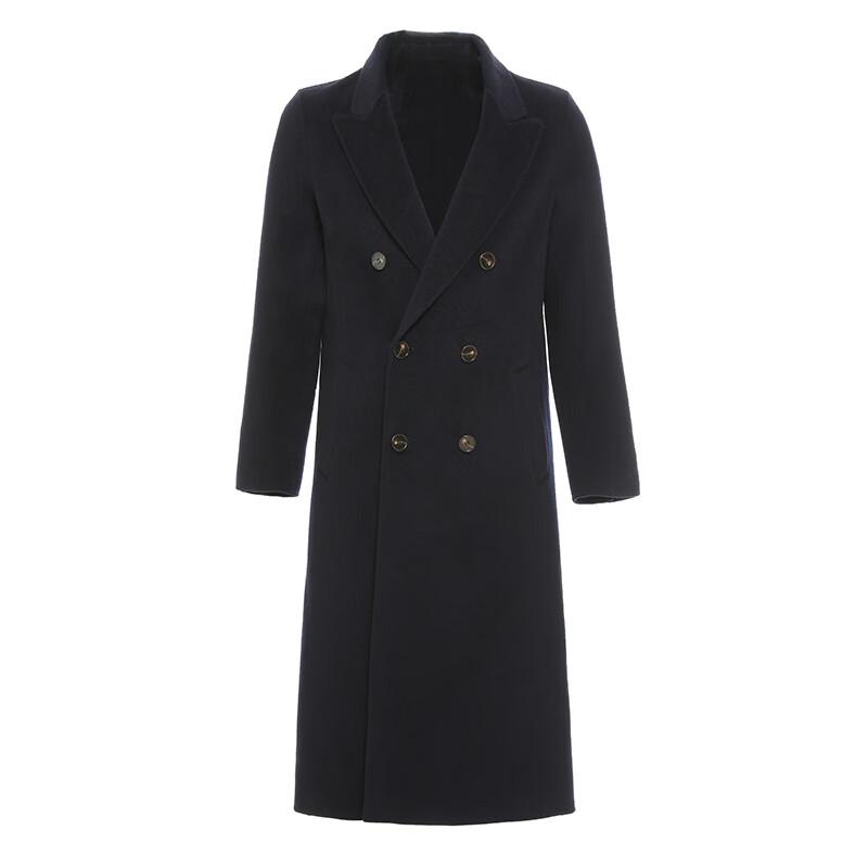 

G·TENNA Men s TY28901 Long Wool Cashmere Peak Lapel Overcoat 50