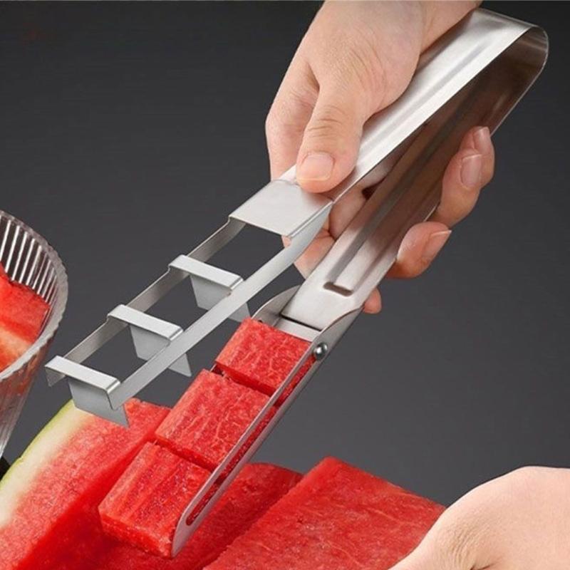 Ergonomic Kitchen Tool For Precise Watermelon Cantaloupe Slicing Stainless Steel Fruit Cutter Efficient Kitchen Gadget