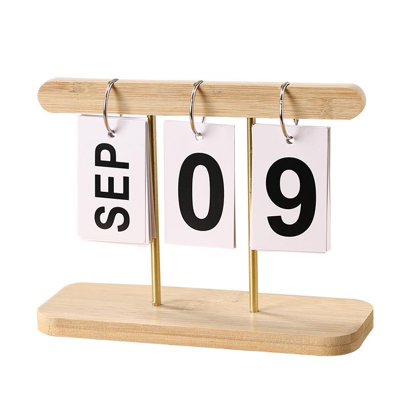 Creative Wooden Flip-Page Perpetual Desktop Calendar – INS Style, Simple Disassembly, Ideal for Office Decor.