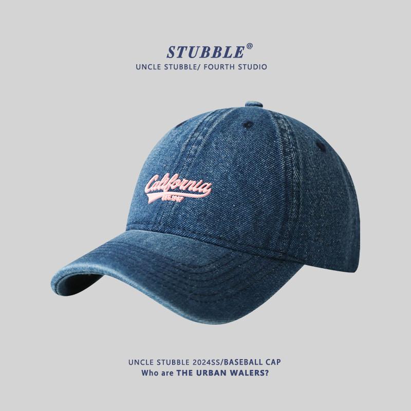 Baseball Cap With Wide Brim For Sun Protection Summer Casual Men Women Denim Cotton