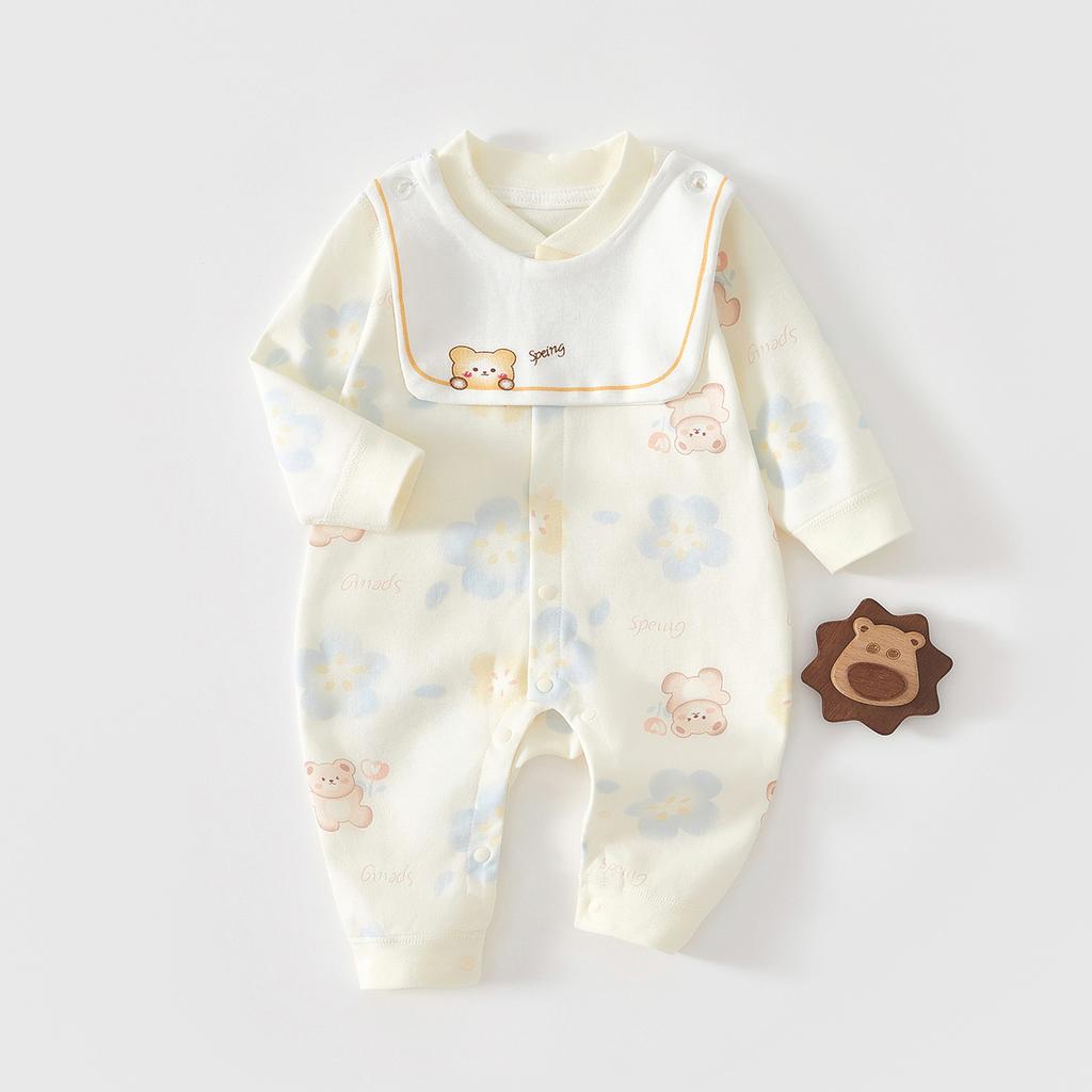 Baby-Mädchen-Strampler, Süßes Langarm-Baby-Einteiler-Outfit, Frühling Herbst Neugeborenen Krabbel-Strampler für Draußen