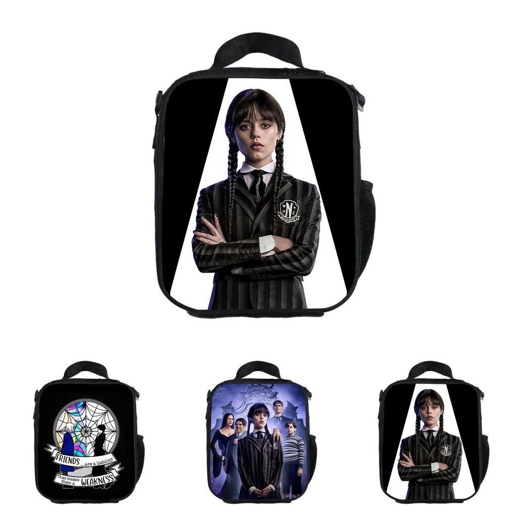 Bolsa de almuerzo aislada del miércoles La Familia Addams Para Niños Estudiantes