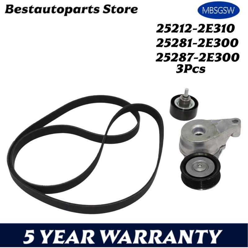 3Pcs Serpentine Belt Drive Component Kit for Hyundai Tucson Elantra Kia Forte Soul