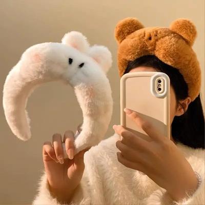 Cartoon Plush Animal Headbands Lovely Rabbits Bear Styles Furry Headwear Novelty Girls Hair Hoop for Women