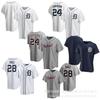 Detroit Tigers Baseball Jersey 24 23 28 Fan Version Striped Sports Shirt Men