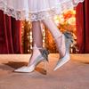 9888W-012 Xiuhui Women's High-End Crystal Pearl Wedding Heels with Sequins and Bowknot