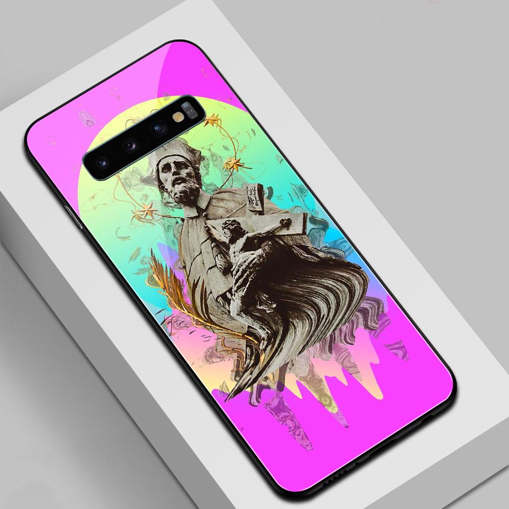 For Samsung S22 Case Glass Back Cover Art Statue Case for Samsung Galaxy S8 S9 S10 S21 S20 Note 8 9 10 20 Plus S10e Ultra