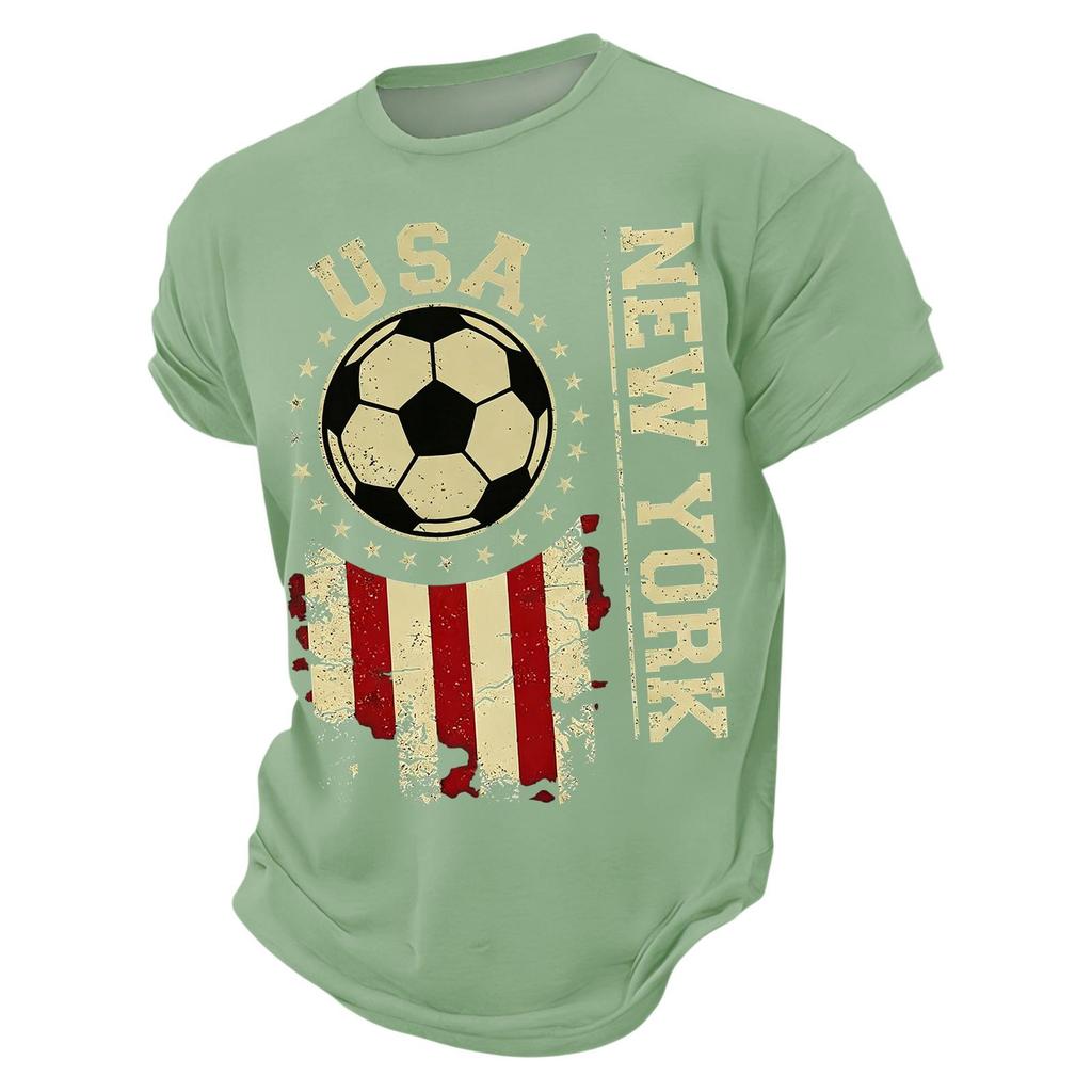 USA Soccer Graphic Tee Crew Neck Short Sleeve Casual T Shirt for Men with Distressed Print Design
