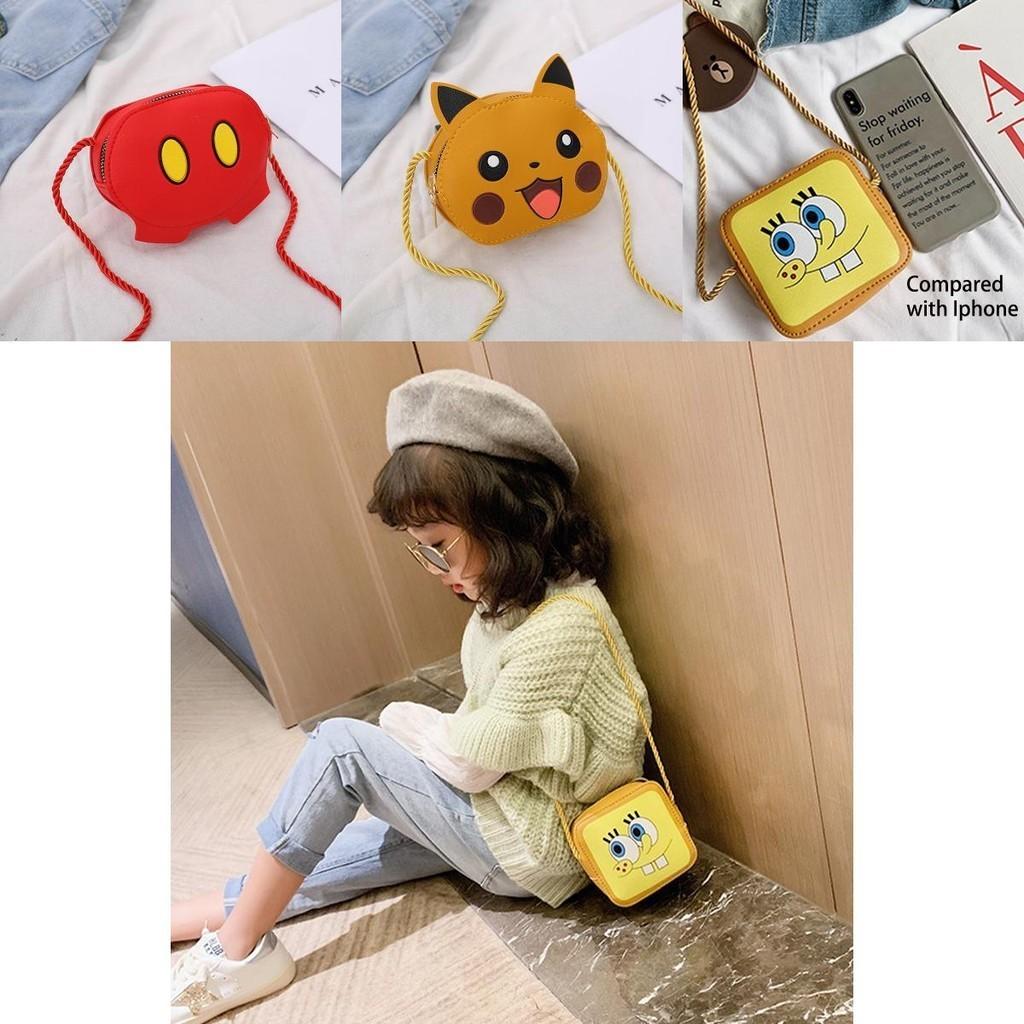 Borsa a tracolla carina Sponge Bob Pikachu per bambini piccoli, leggera e impermeabile