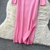 Split Slim Waist Dress for Women Autumn 2025 French Slim Fit and Slimming Elegant Knitted Bodycorn Dresses