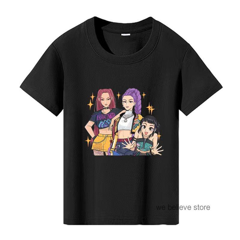 

Kids T-shirt Hot Movie Print Print Fashion Casual Tops Movie Crew Neck Cartoon Girls Boys Tee Casual Baby Girl Clothes 170cm чёрный