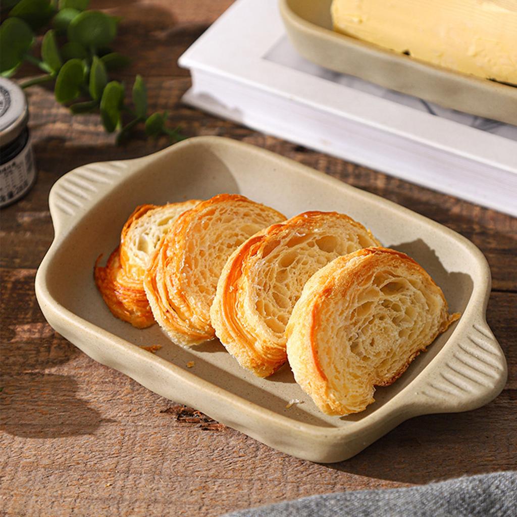 Rustic Stoneware Butter Dish With Lid, Handmade Rectangular Ceramic Butter Tray for European Butter Block and Breakfast Table