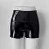 Women's High-Waisted Mirror PU Leather Shorts, Sexy Nightclub Three-Quarter Pants (S-3XL).