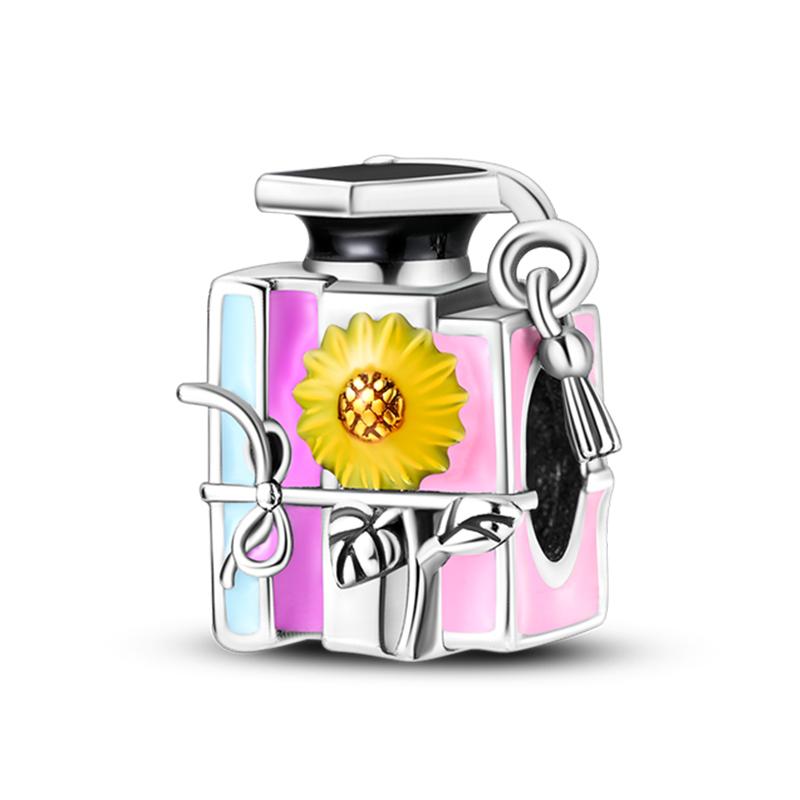 S925 Silver Color Butterfly Daisy Rose Crown Perfume Charms Beads Fit Pan Bracelets DIY Fine Jewelry Making Gifts