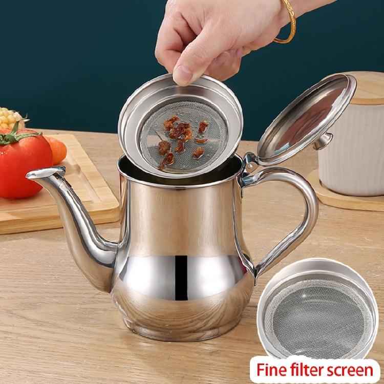 Grease Container Stainless Steels Oil Filter Pot Oil Storage Container with Fine Mesh Strainer Oil Storage Tank