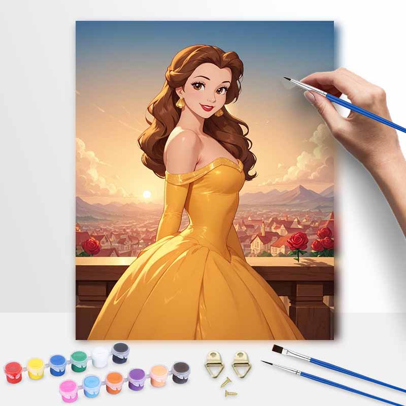 Disney Belle Princess oil paint by numbers painting kit handmade diy home decor gifts wall art canvas picture for adult decor unique