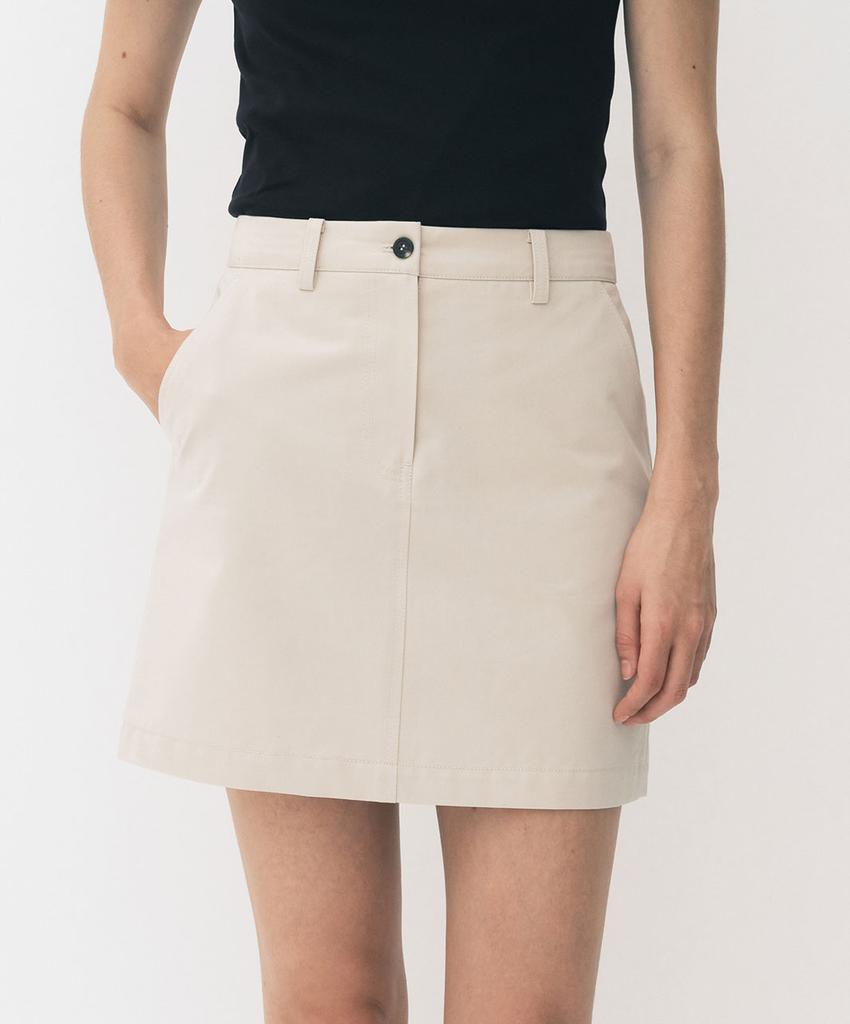 Eum Kiim Basic Cotton Mini Skirt_Beige