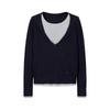 JiuZi·AnnaCo Women's MIU Series Faux Two-Piece Hooded Wool Blend Knit Sweater