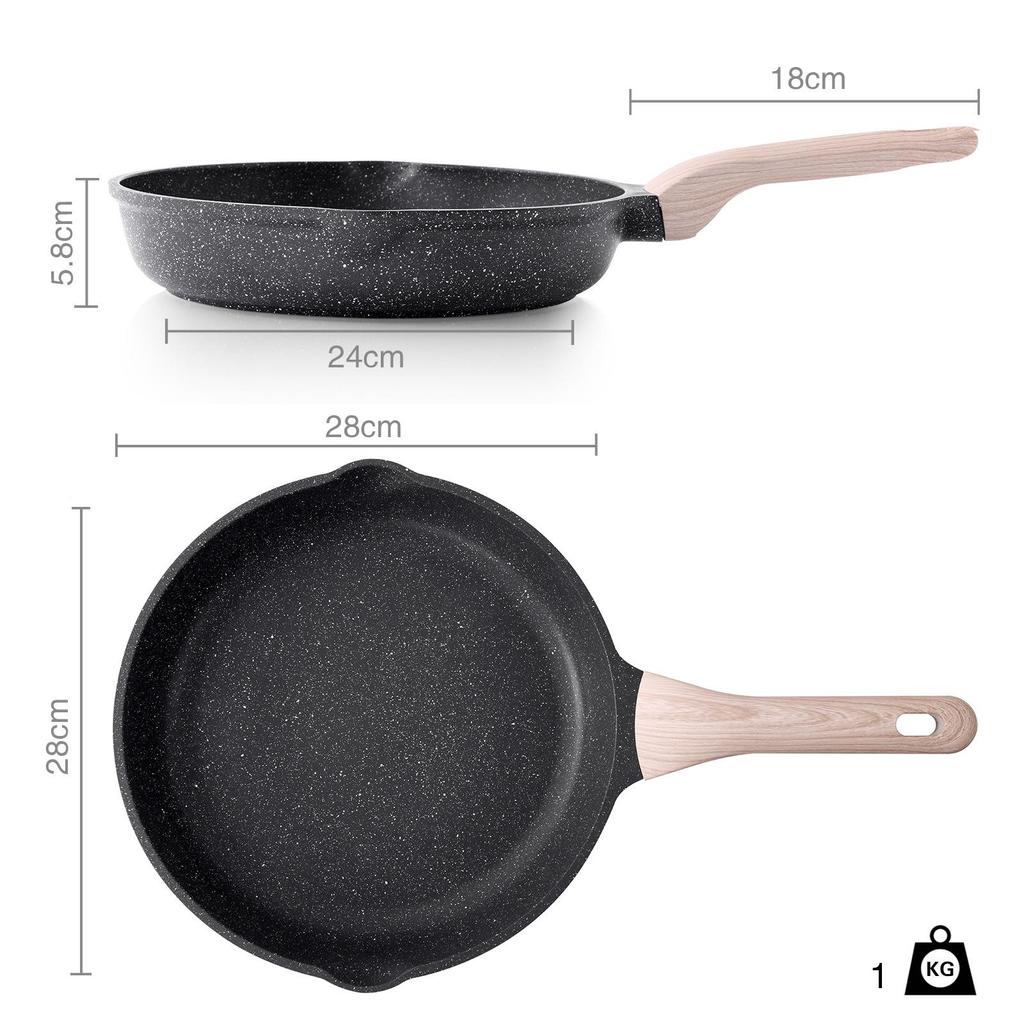 Non-Stick Flat-Bottomed Frying Pan for Steak, Omelette, Pancake, Breakfast, Stir-Fry, Gas & Induction Cookers