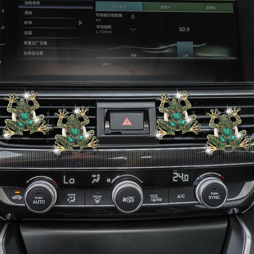 1 Buc Clip Drăguț Broască pentru Gura de Ventilație Auto, Clip Bling Odorizant de Aer, Difuzor Auto cu Strasuri, Decorațiune Creativă Accesorii Interioare Auto