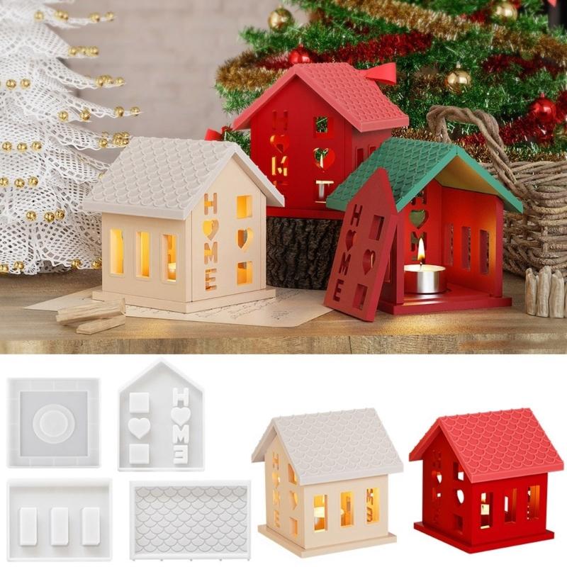 Candle Holder Silicone Mold Home House Candlestick Resin Molds DIYs Concrete Castings Mould Handicraft Candle Decoration