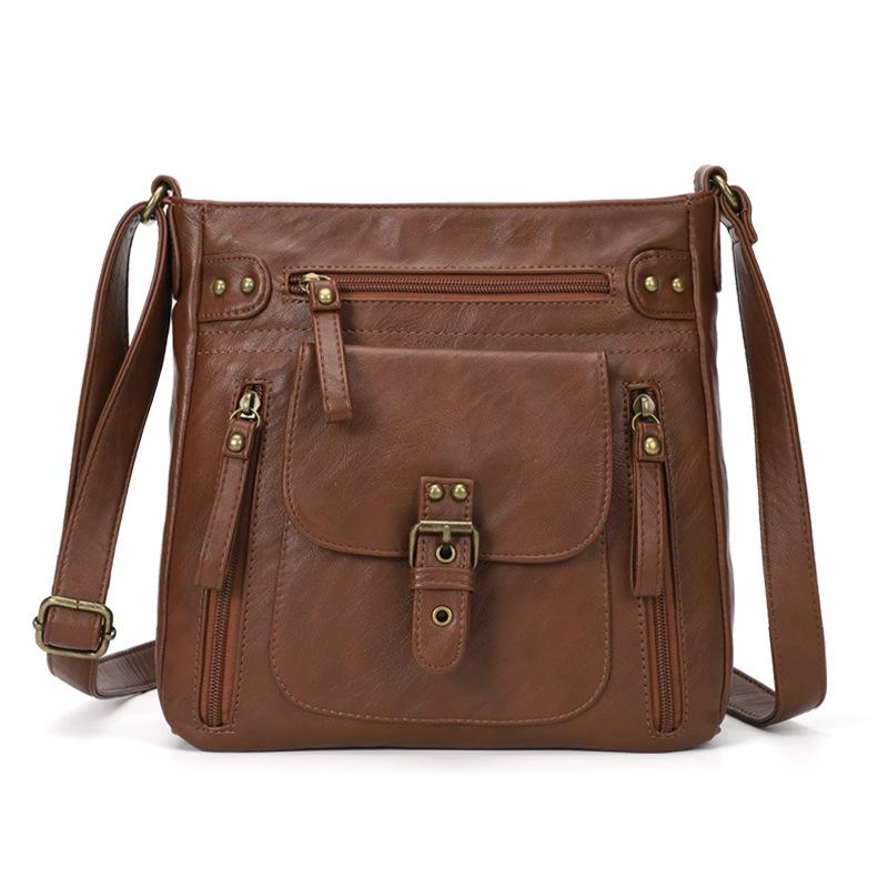 Vertical Women's Bag, Fashionable Shoulder Bag, European and American Retro Small Square Bag, Casual Travel Crossbody Bag