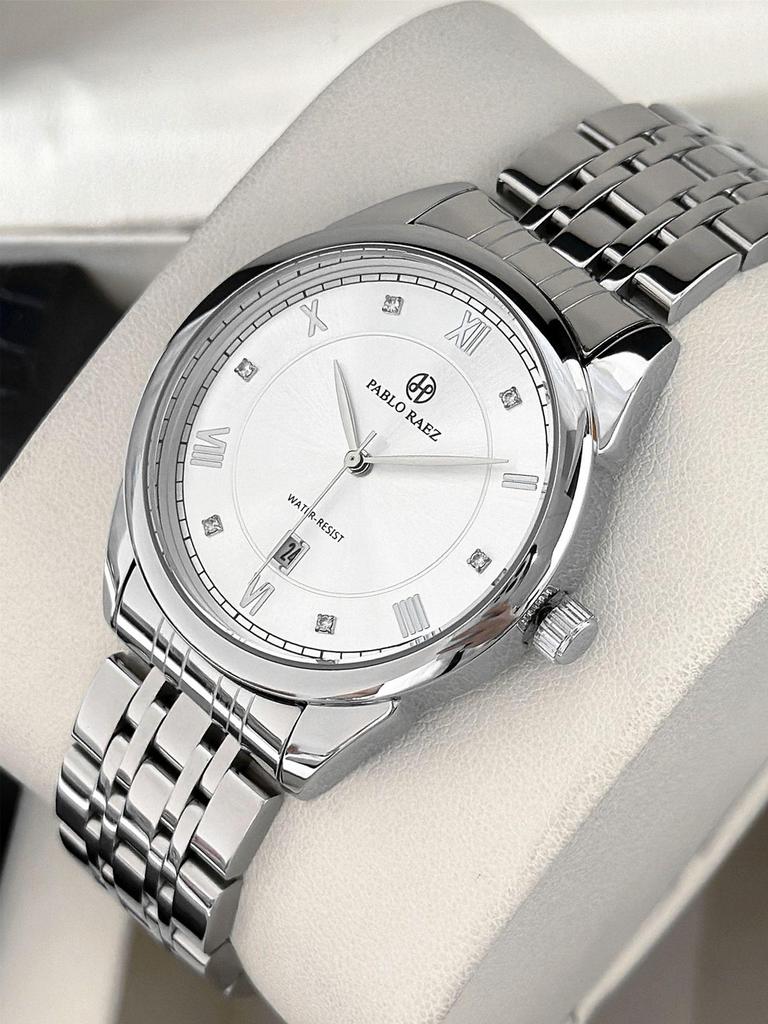 Herren-Quarz-Business-Uhr mit Kalender, Wasserdicht, Vielseitiger Freizeitstil, Stahlarmband