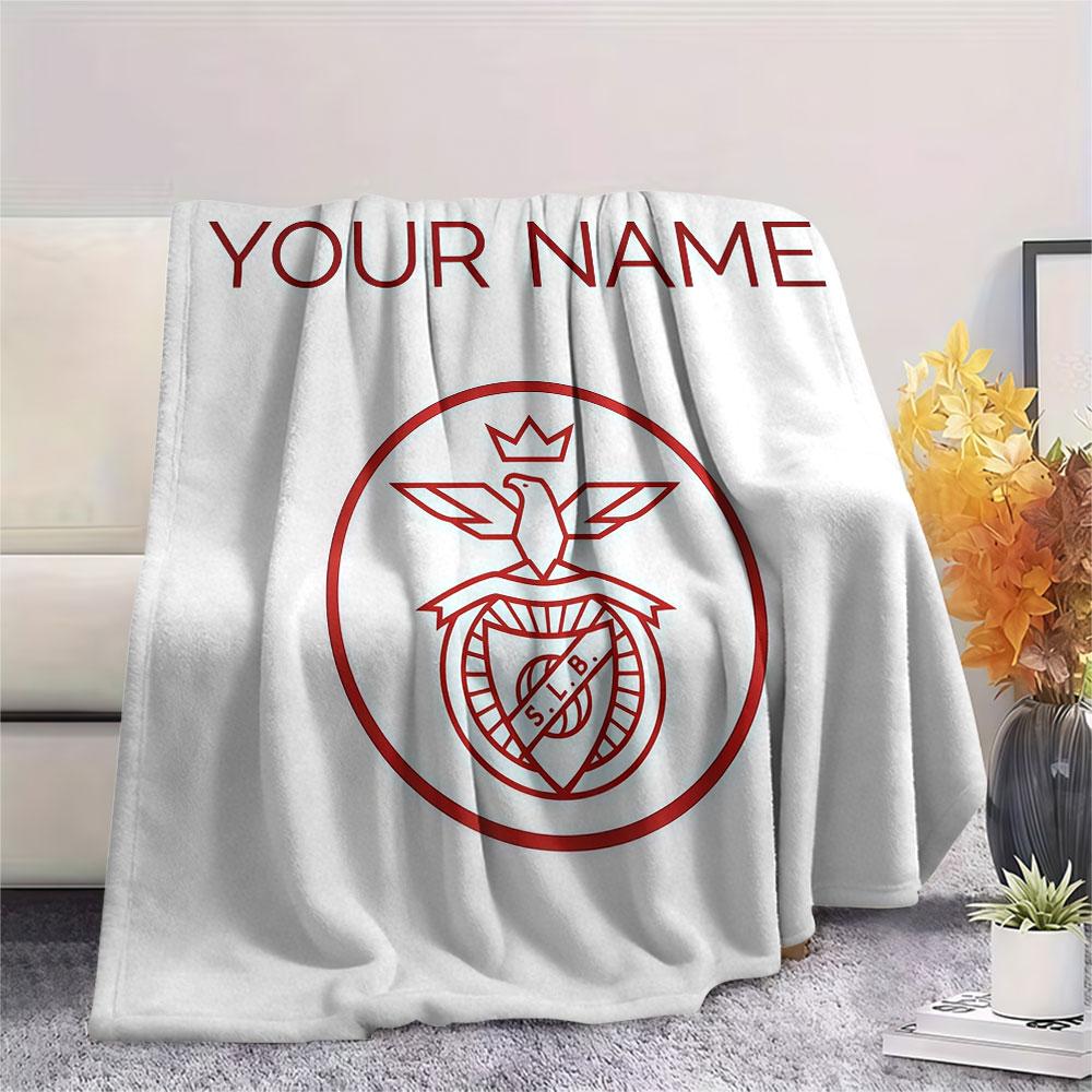 Custom Name,S.L. Benfica Printed Flannel Blanket, soft throw for bedroom sofa, washable, Christmas present, great gift.