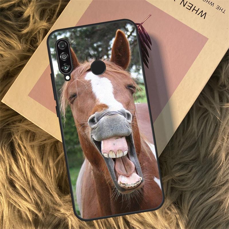 Funny Horse Animal Case For Huawei P30 P20 P50 Pro P40 Lite P Smart 2021 Nova 5T For Honor X8 X9a 50 70 Cover