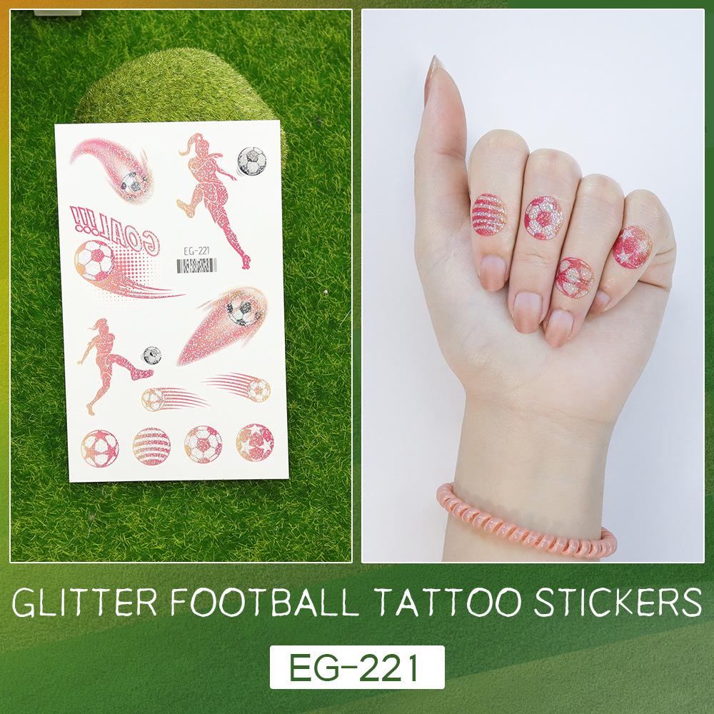 2026 World Cup Waterproof Glitter Football Face Tattoos