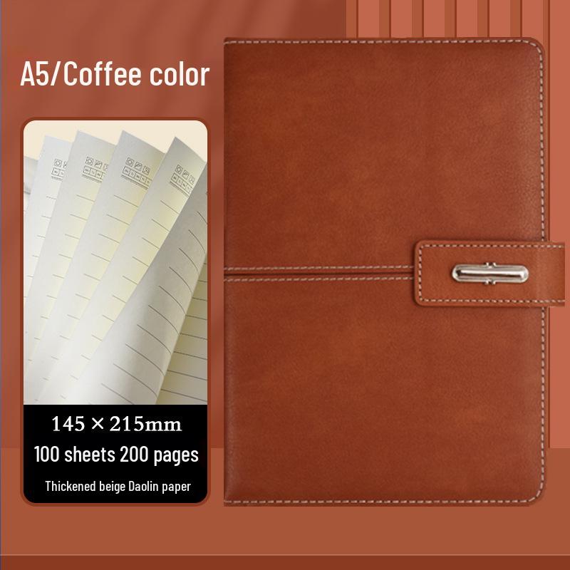 High-End Soft Leather Business Notebook with Magnetic Buckle and Custom Logo - Ideal Gift Set