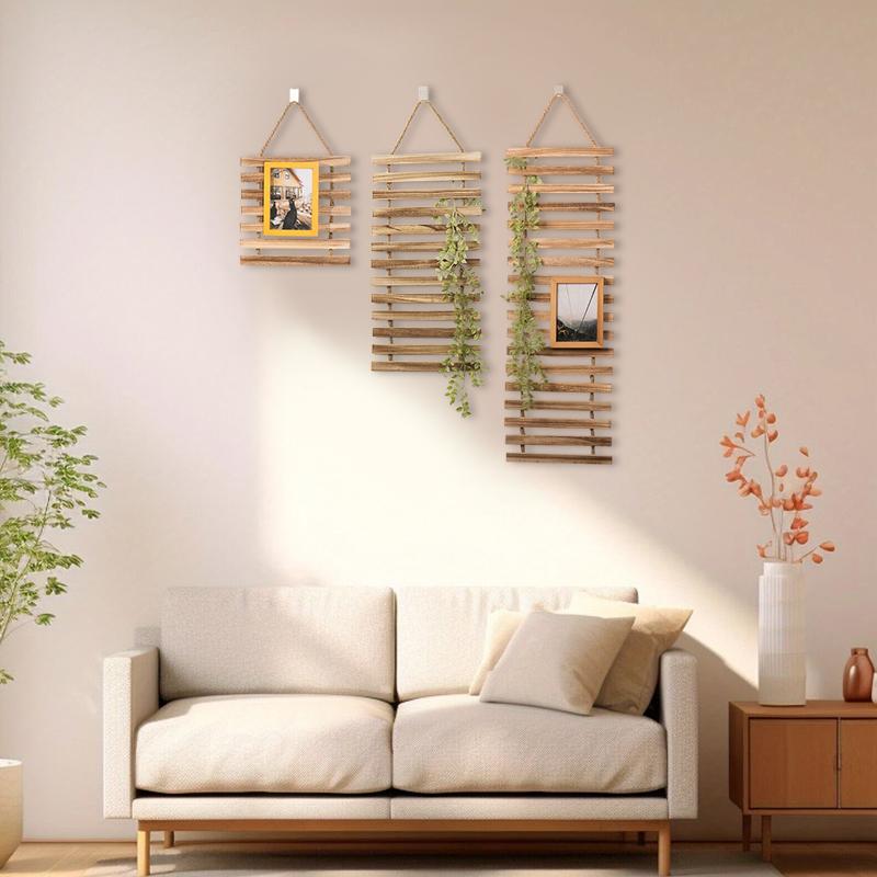 1PC Decorative Rustic Wooden Climbing Frame Flower Rack Space-Saving Vertical Garden Wall Decor Wood S/M/L