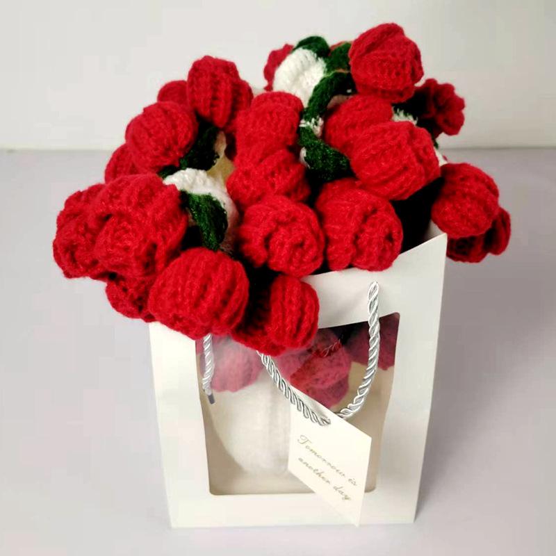 Handgestricktes Rosenstrauß-Kuscheldecke für Mädchen, Freunde, frisch Verheiratete - Perfektes praktisches Weihnachtsgeschenk