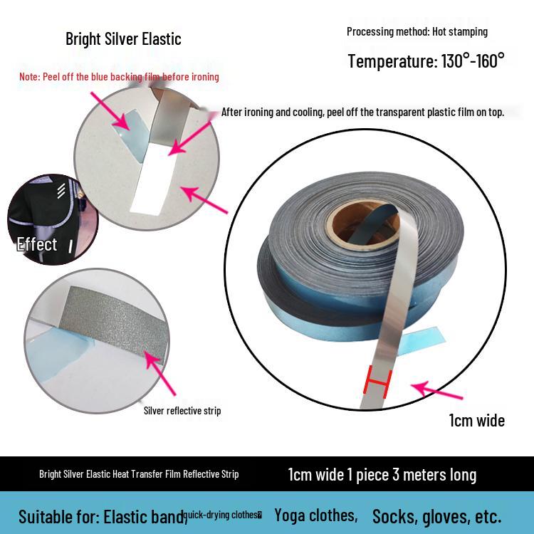 High-visibility Heat-applied Reflective Tape for Nighttime Traffic Warning, Directly Heat-pressed Onto Clothing.