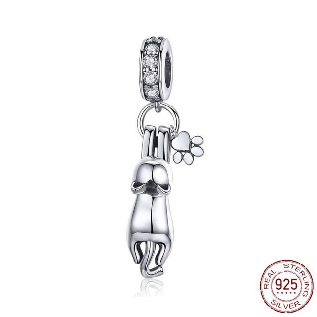 925 Sterling Silver Heart Circular Animal Beads Original  Charm Bracelet For Women DIY Fashion Silver 925 Jewelry Making