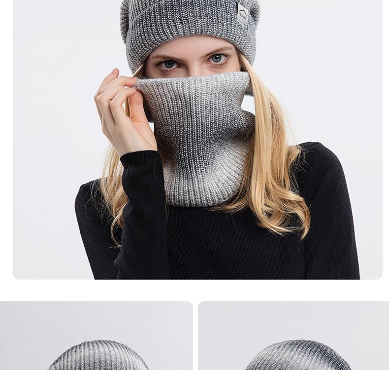 Gradient Korean-Style Knitted Hat Set: Warm, Thick, Cold-Proof with Ear Protection for Autumn & Winter