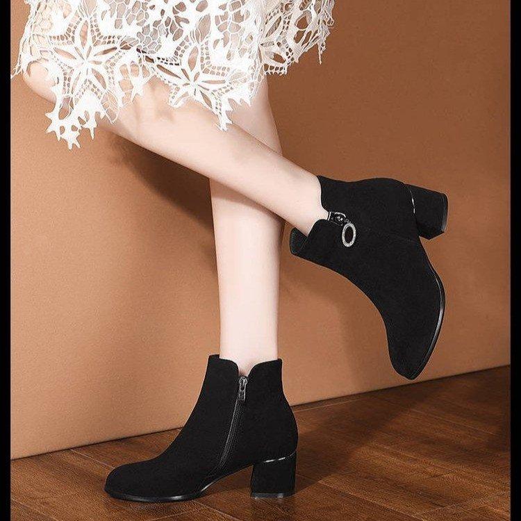 

Осень и зима новая хлопковая обувь женская бархатная на толстой подошве теплая обувь Мартина женская универсальная короткая обувь на высоком каблуке женская 41