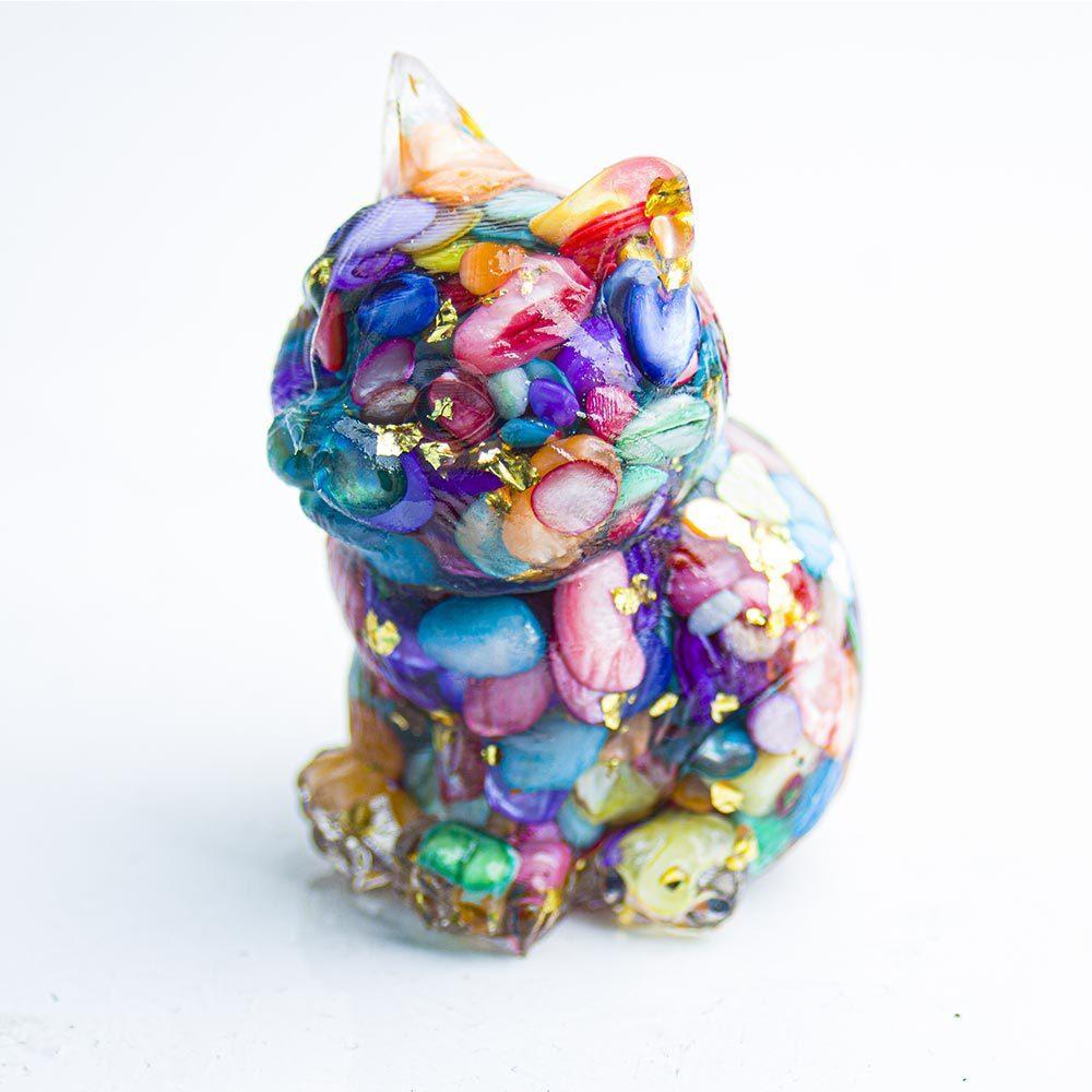 Resin Cat Aquarium Decor With Crystal Resin Resin Art For Home Office Gift