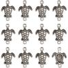 FASHEWELRY 50Pcs Antique Silver Sea Turtle Charm Links 21x14.5mm Tibetan Double Loops Sea Creature Animal Pendant Connectors for Jewelry Making Hole: