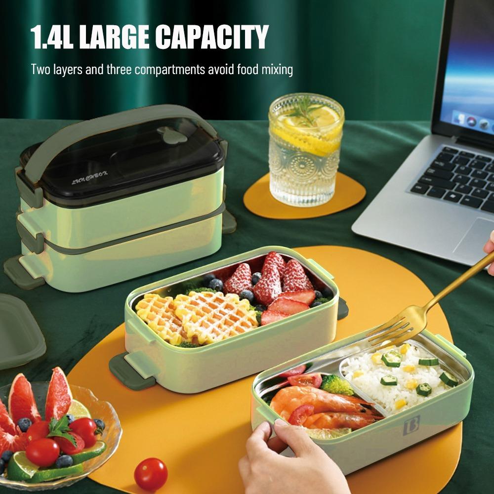 3 Compartments Lunch Storage Container Double Layer Food Container For Camping