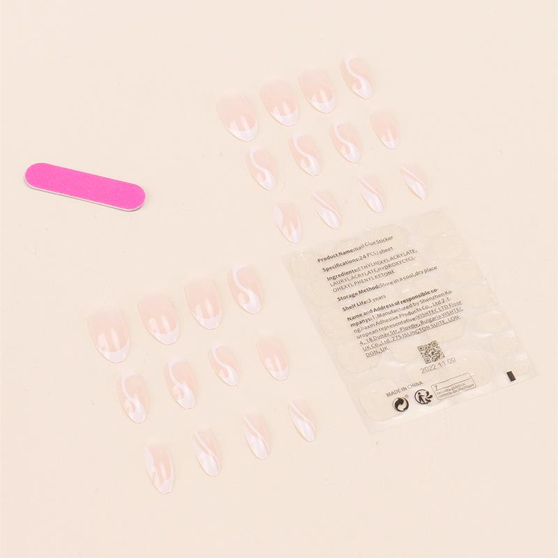 Almond-Shaped White Minimalist Press-On Nails