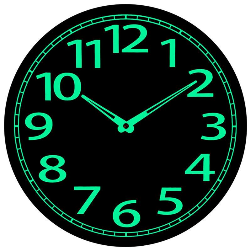 Wooden Glow In The Dark Clock, 12 Inch Silent Non-Ticking, Energy-Absorbing Luminous Wall Clock For Bedroom Living Room-A87Q