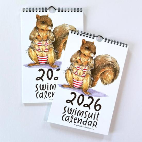 2026 Cute Animals Swimsuit Wall Calendar 12-Month Hanging Planner Funny Animal Theme Calendar for Home Office Classroom Use