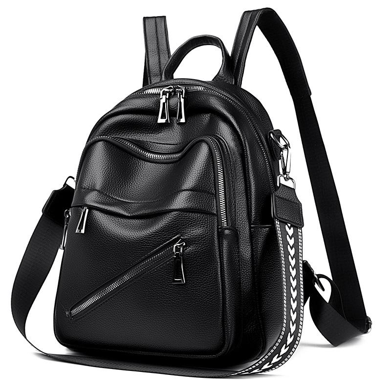 This Is A Versatile Female Leather Backpack for Summer, A Fashionable Korean-style Soft Leather Travel Bag for Student Moms