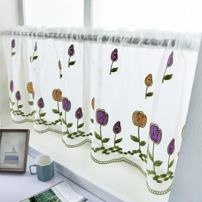 1 Sheet Practical Window Voile Perforated Perspective Polyester Graceful Cupboard Embroidered Window Gauze for Home