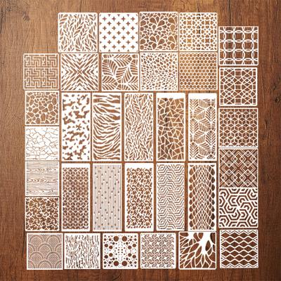 34 Parça/Set, Geometrik Doku Teması, Kendin Yap Boyama Şablonu, Yıkanabilir Oyuk Boyama Şablonu, Graffiti Evcil Hayvan Kopyalama Boyama Levhası, Boyama Malzemeleri