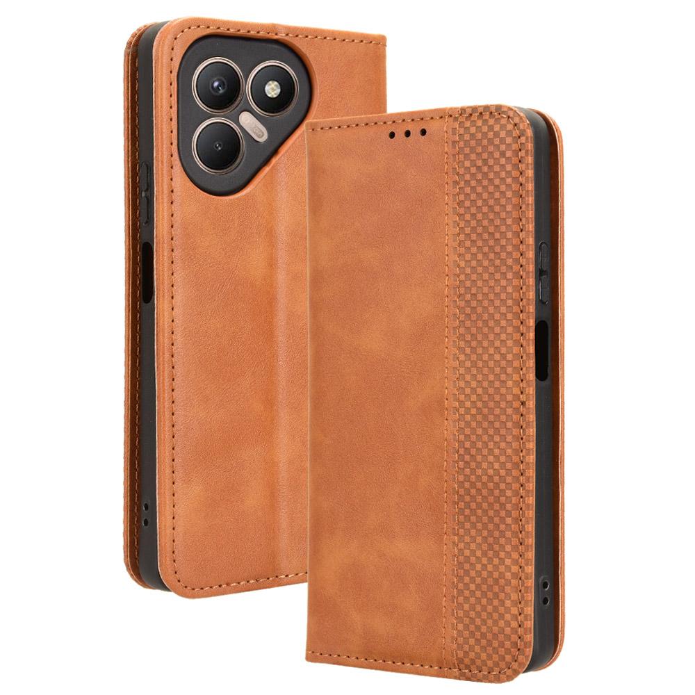 

Для TECNO Pova 7 4G/LJ6 Кожаный чехол-кошелек с подставкой Ретро текстура Чехол для телефона Brown