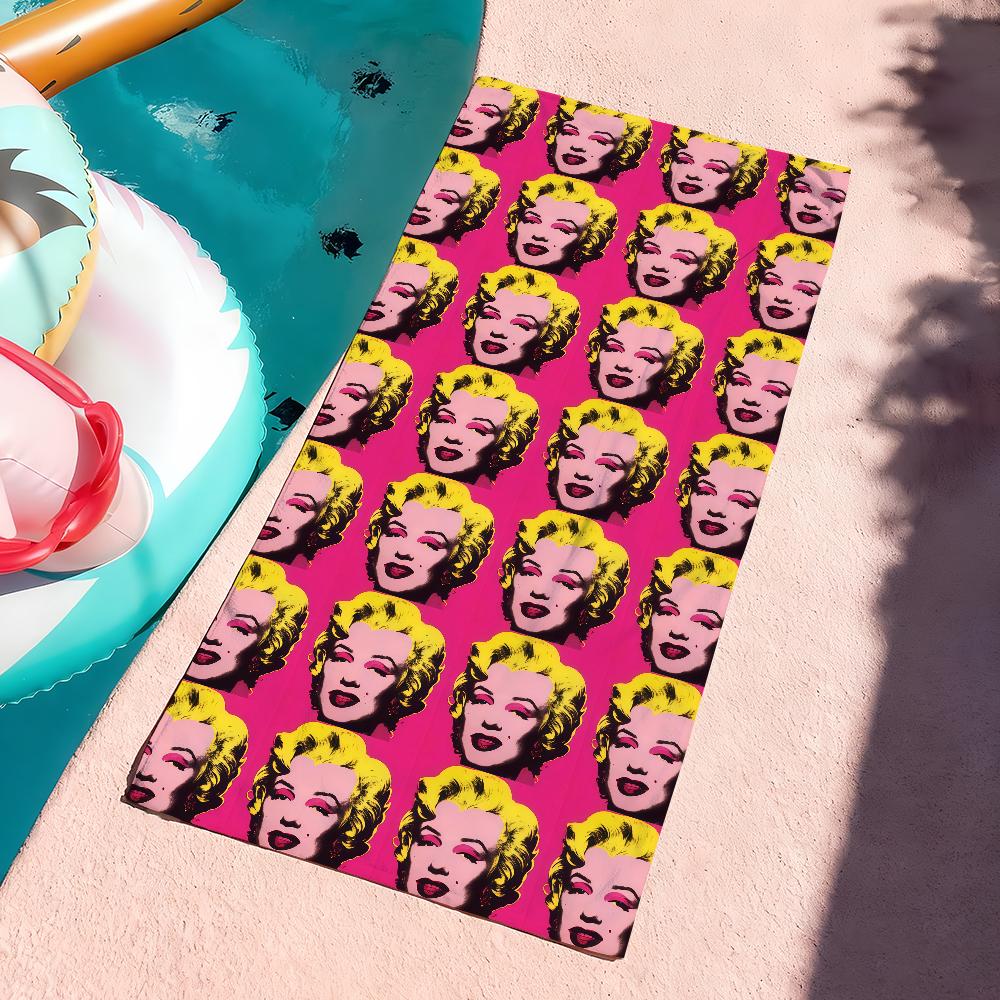 Pop Art A-Andy W-Warhol-S Ručník Sportovní Rychleschnoucí Cestovní Kempingové Vybavení Pískuvzdorný Měkký Lehký Velký Plážový Ručník