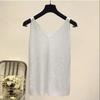 Summer Women's Ice Silk Diamond Camisole Women's Loose Short  Sleeveless V-neck Bottoming Shirt Tank Top